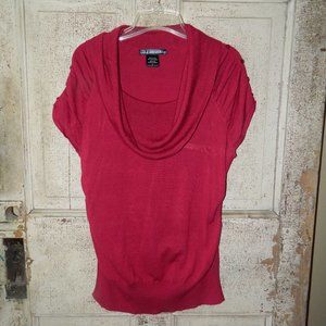 United States Sweaters Ruched Side Cowl Neck Pullover Sweater Size L   (D32)